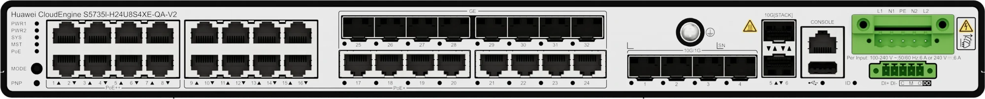 Industrial (Rack–Mounted) CloudEngine S5735I-H24U8S4XE-QA-V2 Industrial (Rack–Mounted) CloudEngine S5735I-H24U8S4XE-QA-V2